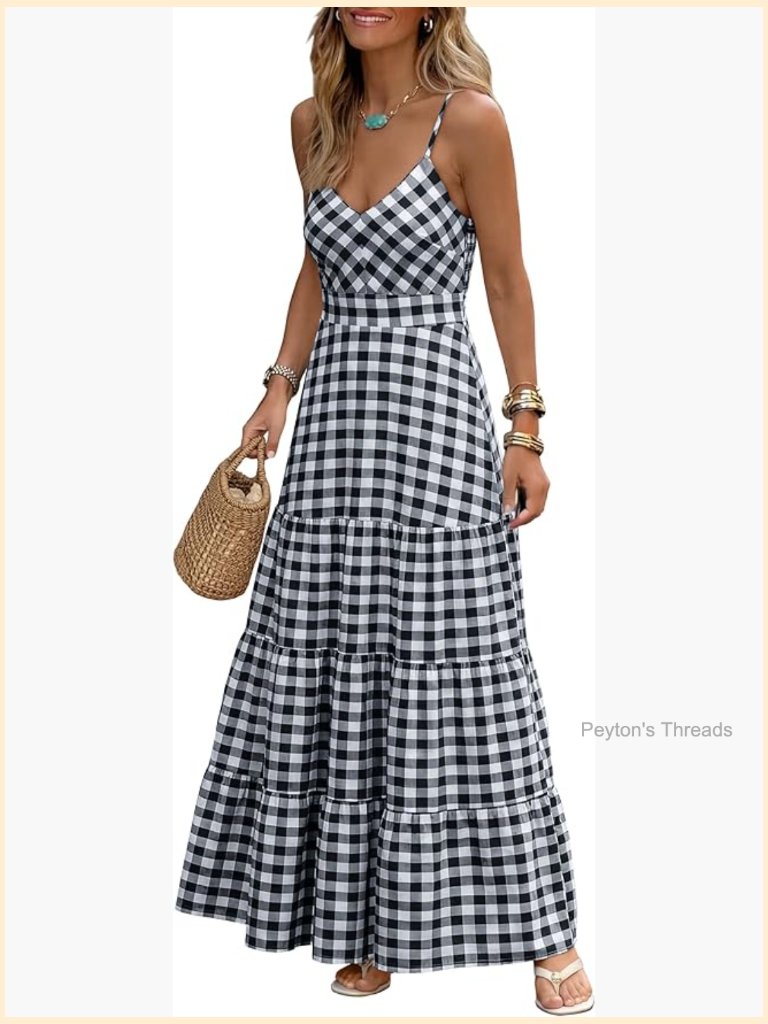 Smaxi Dress Spaghetti Strap V Neck Smocked Back A Line Beach Vacation Long Dress